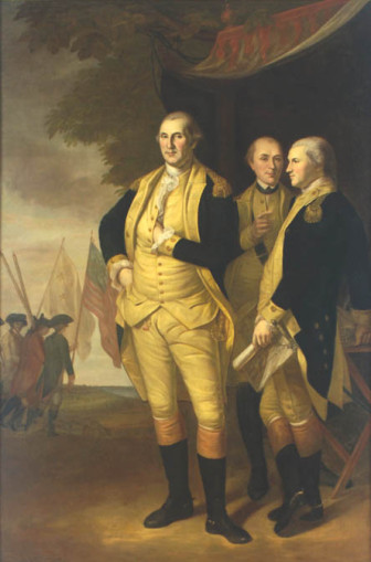 This painting titled "Washington, Lafayette and Tilghman at Yorktown," by Charles Willson Peale has hung in the State House since 1784 and is likely worth over $20 million.