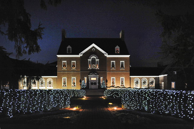Government House, the governor's mansion, decorated for Christmas.