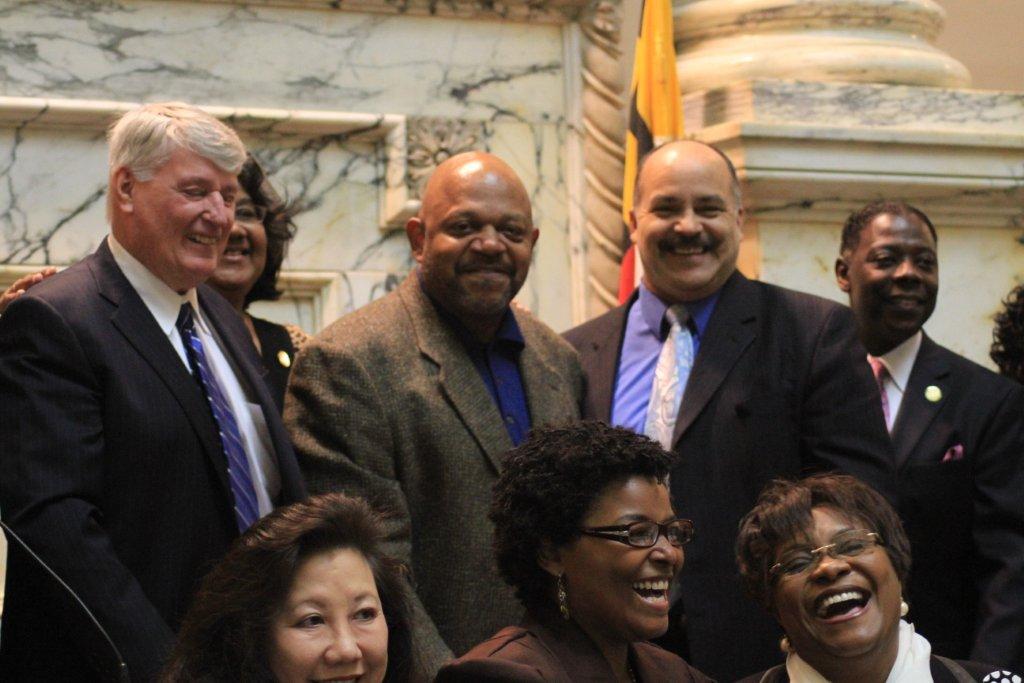 Dutton Actor Charles Dutton, center, poses with House Speaker Michael Busch, left, and Del. Curt Anderson, chair of the Baltimore City delegation.