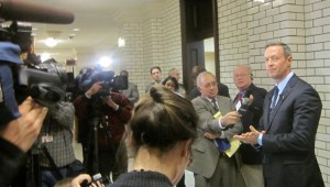 Gov. Martin O'Malley talks to reporters about his agenda.