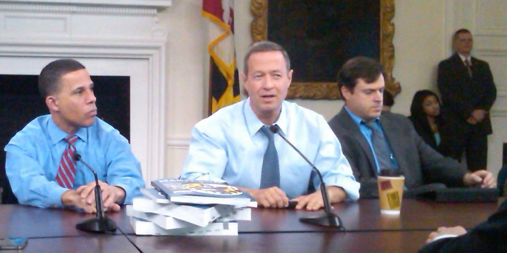 O'Malley Brown Gallagher Gov. Martin O'Malley briefs reporters on his new budget with Lt. Gov. Anthony Brown, left, and Chief of Staff Matt Gallagher.