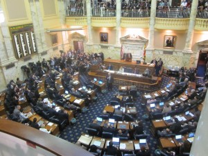 Same-sex marriage bill debated on the floor of the House of Delegates.