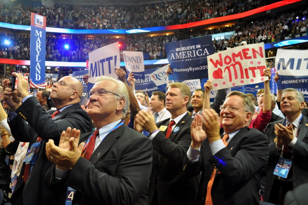 Maryland delegates applaud Mitt Romney. (Capital News Service)