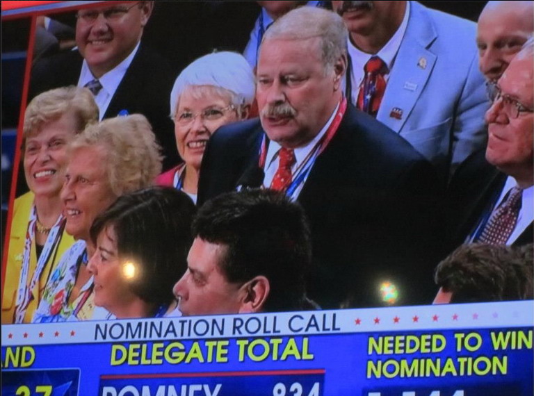 Maryland delegation at Republican National Convention during roll call for president.