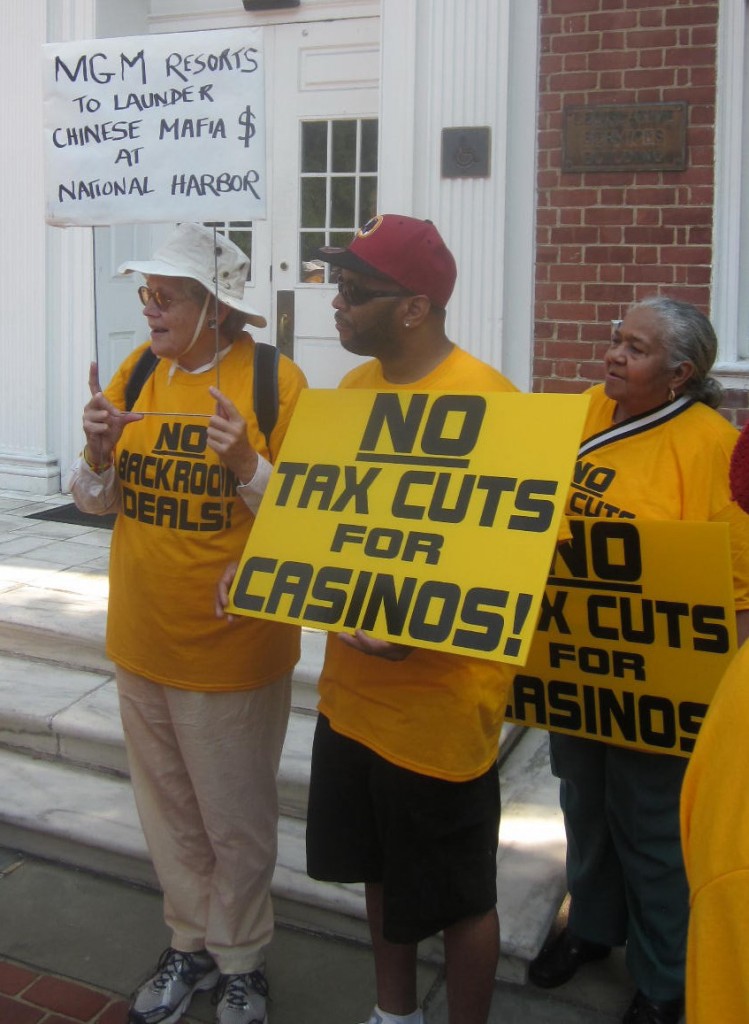 Demonstrators protect Prince Georges casino bill.
