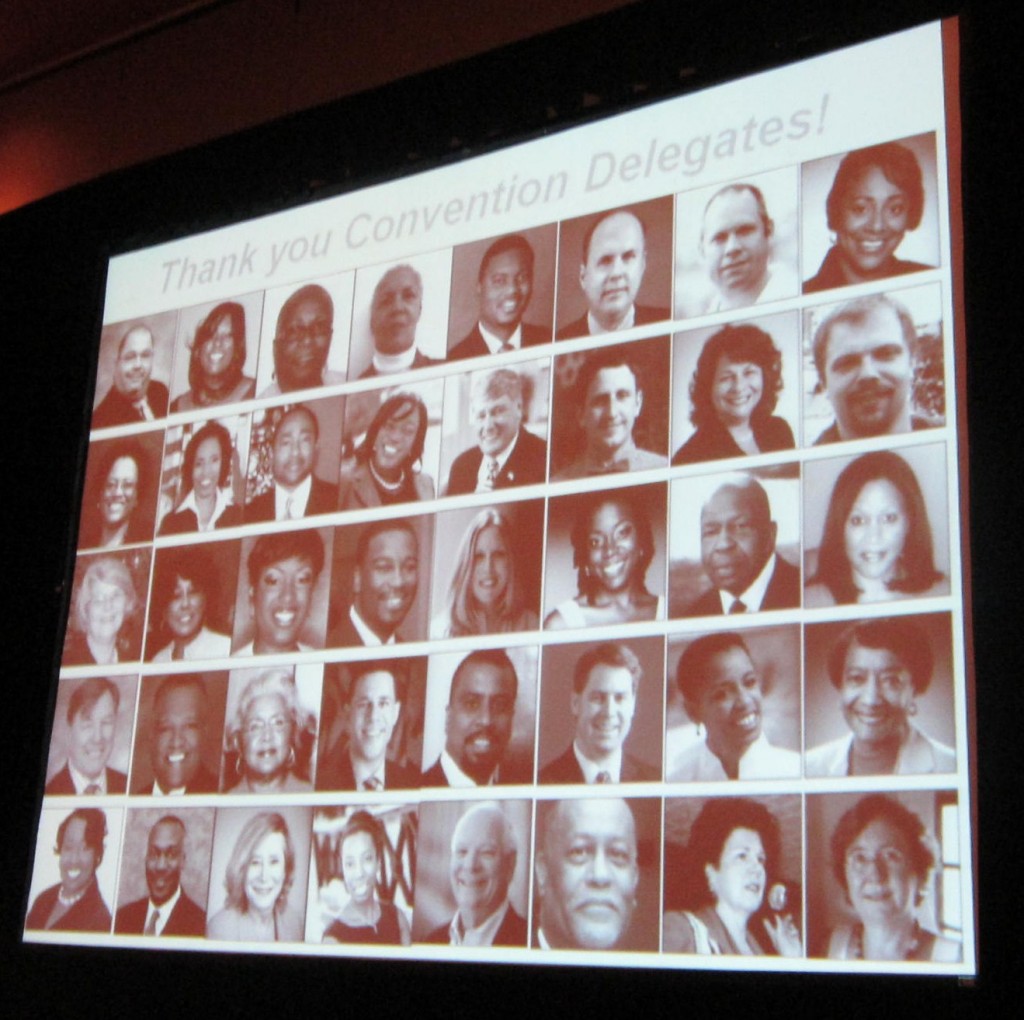 Maryland convention delegates from a screen projection 