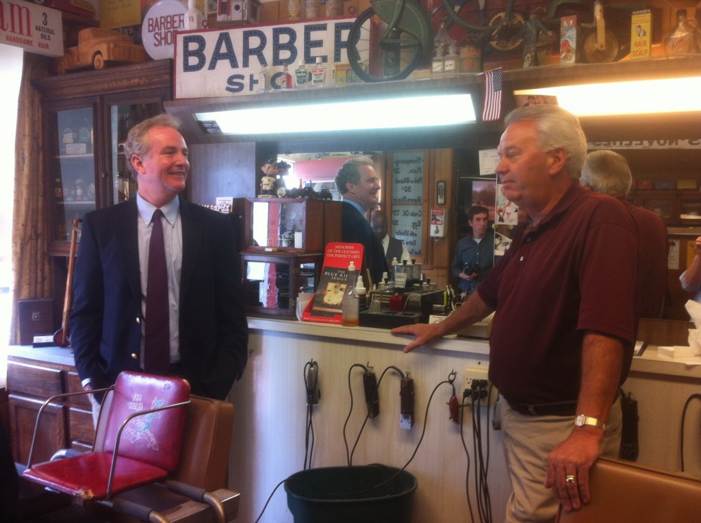 Rep. Chris Van Hollen at Middleton barbershop. 