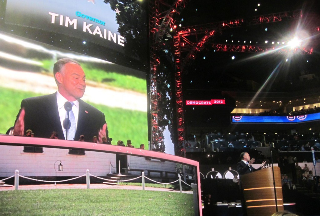 Tim Kaine addresses Charlotte convention.
