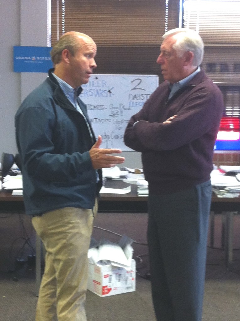 Democrat John Delaney discusses campaign with House Minority Whip Steny Hoyer.