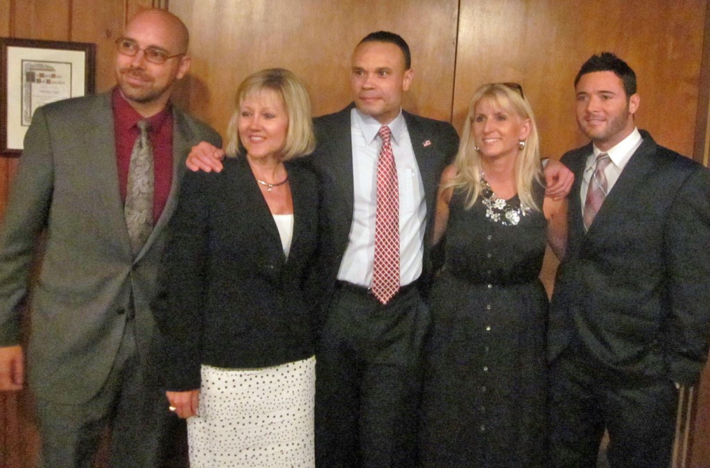 Congressional candidate Dan Bongino with, from left, Republican delegate candidates Darren Wigfield (3B), Wendi Peters (4), Carol Loveless (9B), and Christian Miele (8)