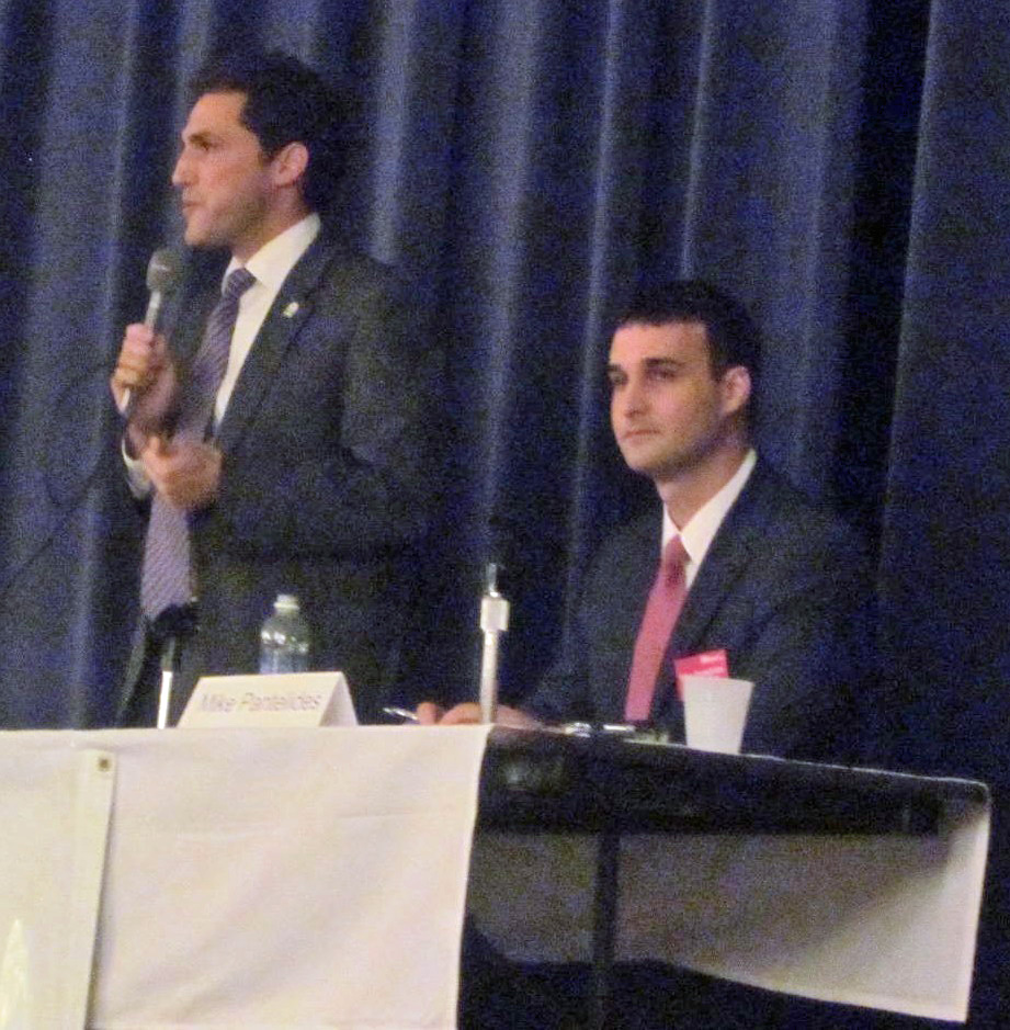Mayor Josh Cohen, left, and challenger Mike Pantelides