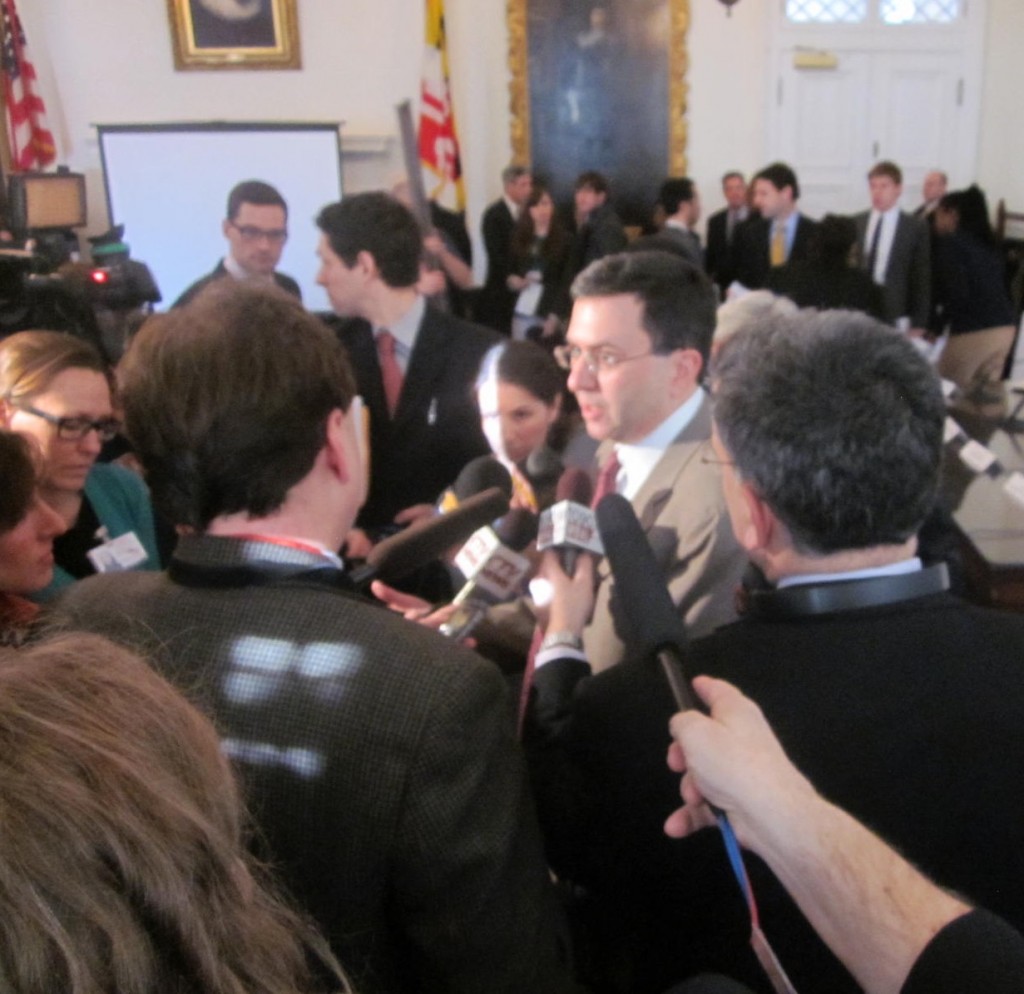 Health Secretary Joshua Sharfstein answers reporters questions.