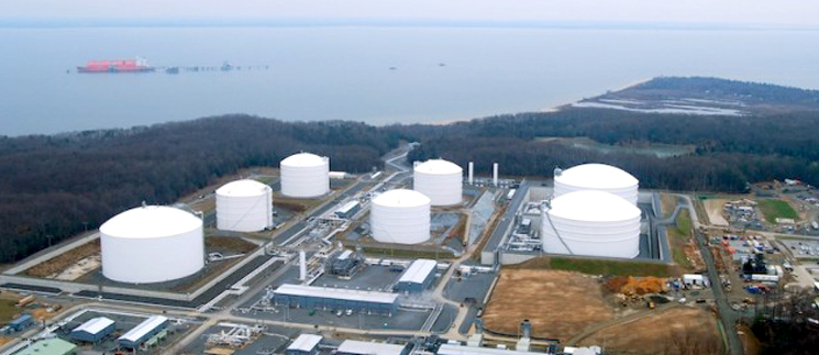 Cove Point storage tanks on the Chesapeake Bay in Lusby, Md. owned by Dominion. 