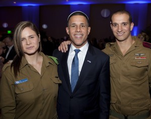 Lt. Gov. Anthony Brown, wearing a white yarmulke, with members of Israel Defense Forces at a gala for Friends of the IDF in 2012. 