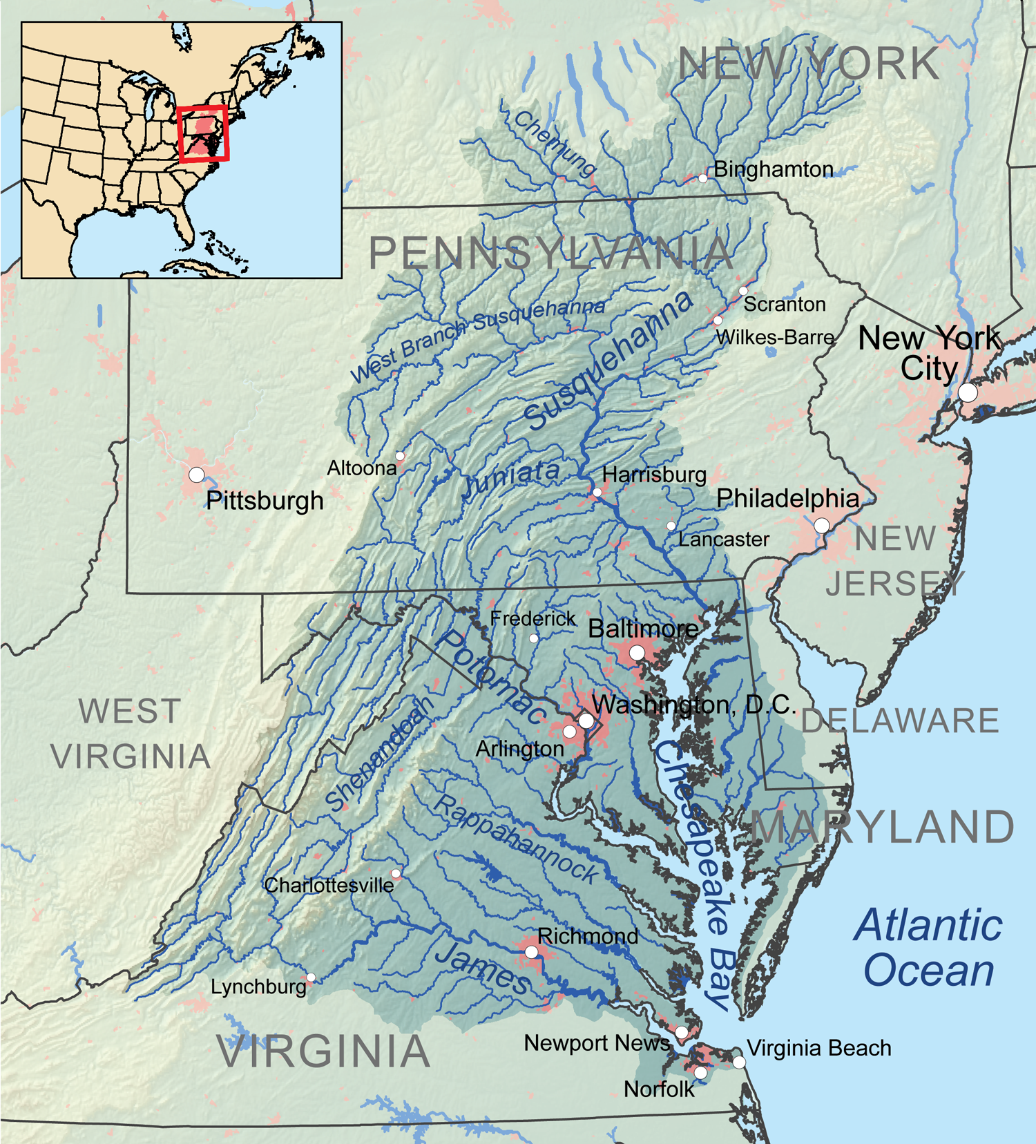 chesapeake watershed map by wikimedia