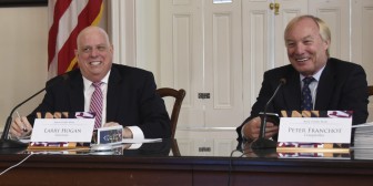 Gov. Larry Hogan and Comptroller Peter Franchot at the Aug. 5 Board of Public Works Meeting. Photo by the Governor's Office. 