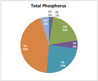 All of Maryland contributes 20% of the total load of phosphorus annually into the Bay, of which half (10%) comes from the Eastern Shore. Below Source, EPA