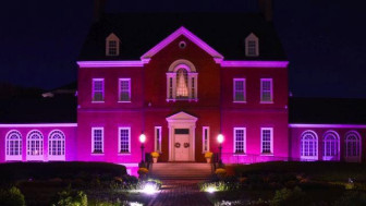 Government House was lit up in pink for Breast Cancer Awareness Month. Photo from WMDT-TV.