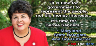 Maryland Del. Ana Sol-Gutierrez is supporting Bernie Sanders. From Maryland for Sanders Facebook page.