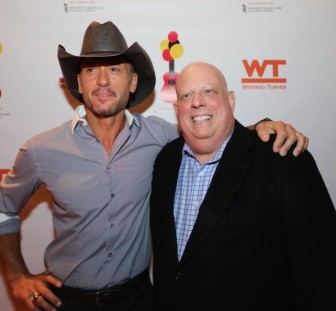 Country singer Tim McGraw and Gov. Larry Hogan at the Oct. 24 benefit for University of Maryland's Children's Hospital. Photo from Larry Hogan Facebook page.