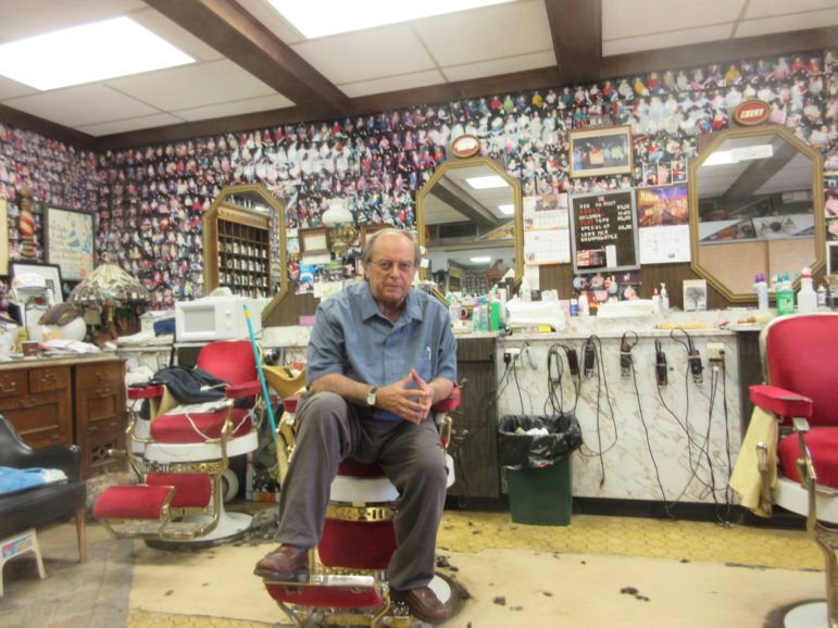 Tony Tringali in his barbershop. 