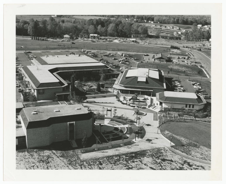 The original Wilde Lake Village Center under construction in 1967. Photo Courtesy of Columbia Archives.