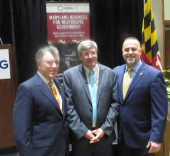 Maryland Business for Responsive Government chair Scott Dorsey of Merritt Properties, economist Steve Moore and MBRG President Duane Carey.