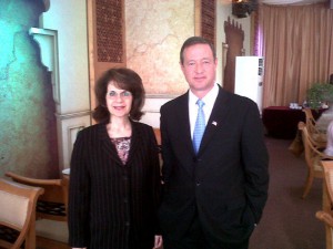 Martin O'Malley with U.S. Ambassador to Qatar Susan Ziadeh. 