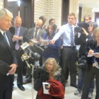 House Speaker Michael Busch talks to reporters Monday afternoon.