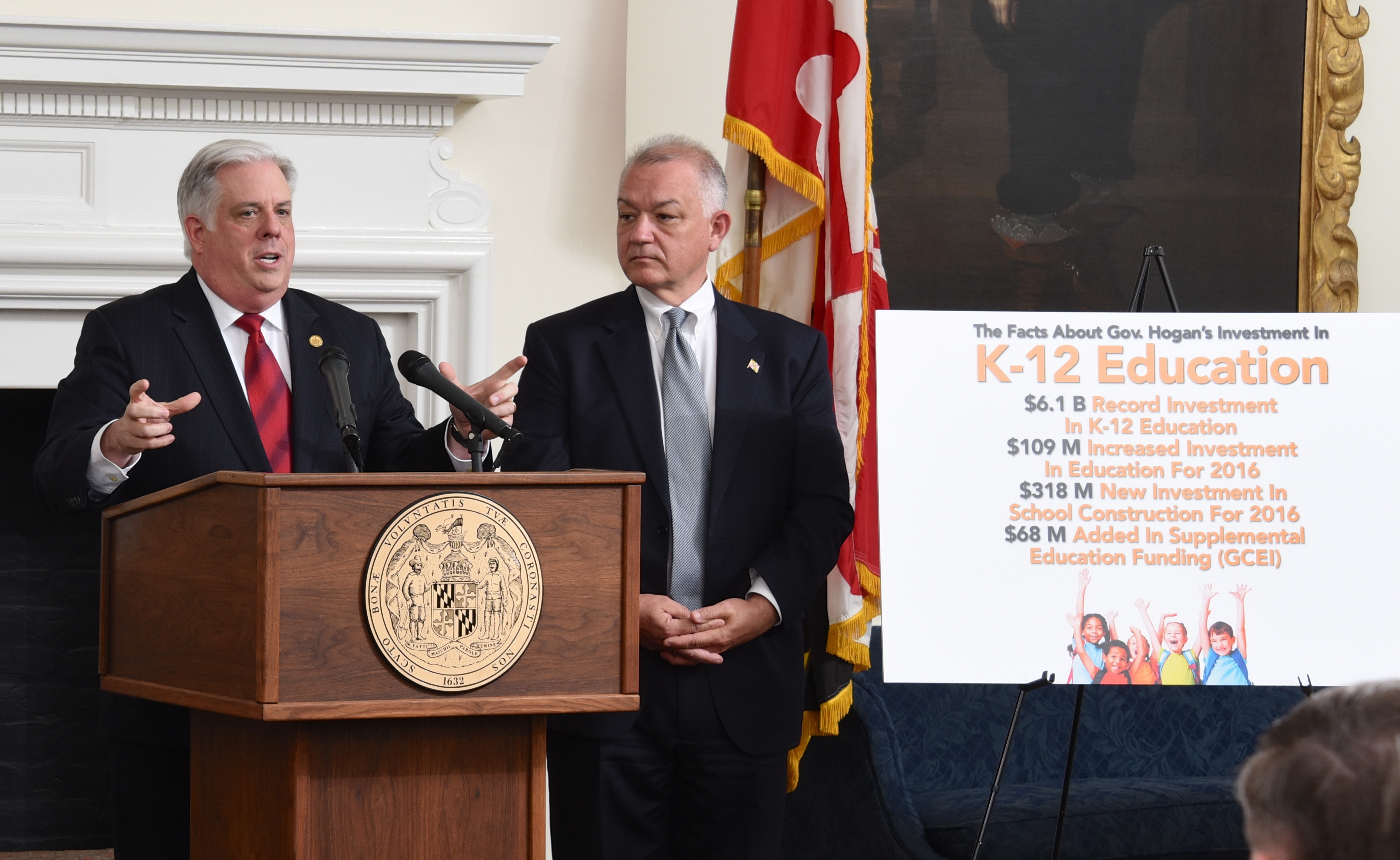 Hogan rejects pressure for school aid, but surrenders in the long term