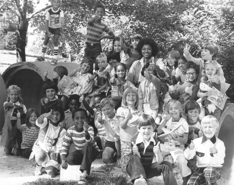 A class from Bryant Woods Elementary School in the early days of Columbia. Fern Eisner photo courtesy of Columbia Archives. 