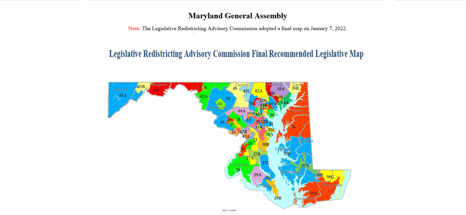 Proposed Maryland Legislative Map Jan 7 2022 